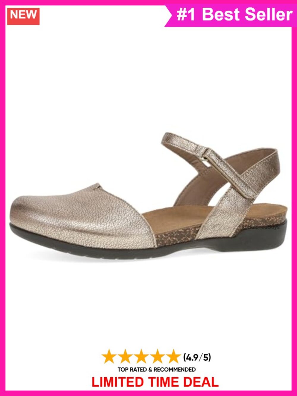 Dansko Rowan Leather Closed Toe Sandal Adjustable Comfort